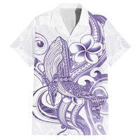 Purple Hawaii Family Matching Off The Shoulder Long Sleeve Dress and Hawaiian Shirt Humpback Whale Tattoo Polynesian Tribal Ocean Vibes