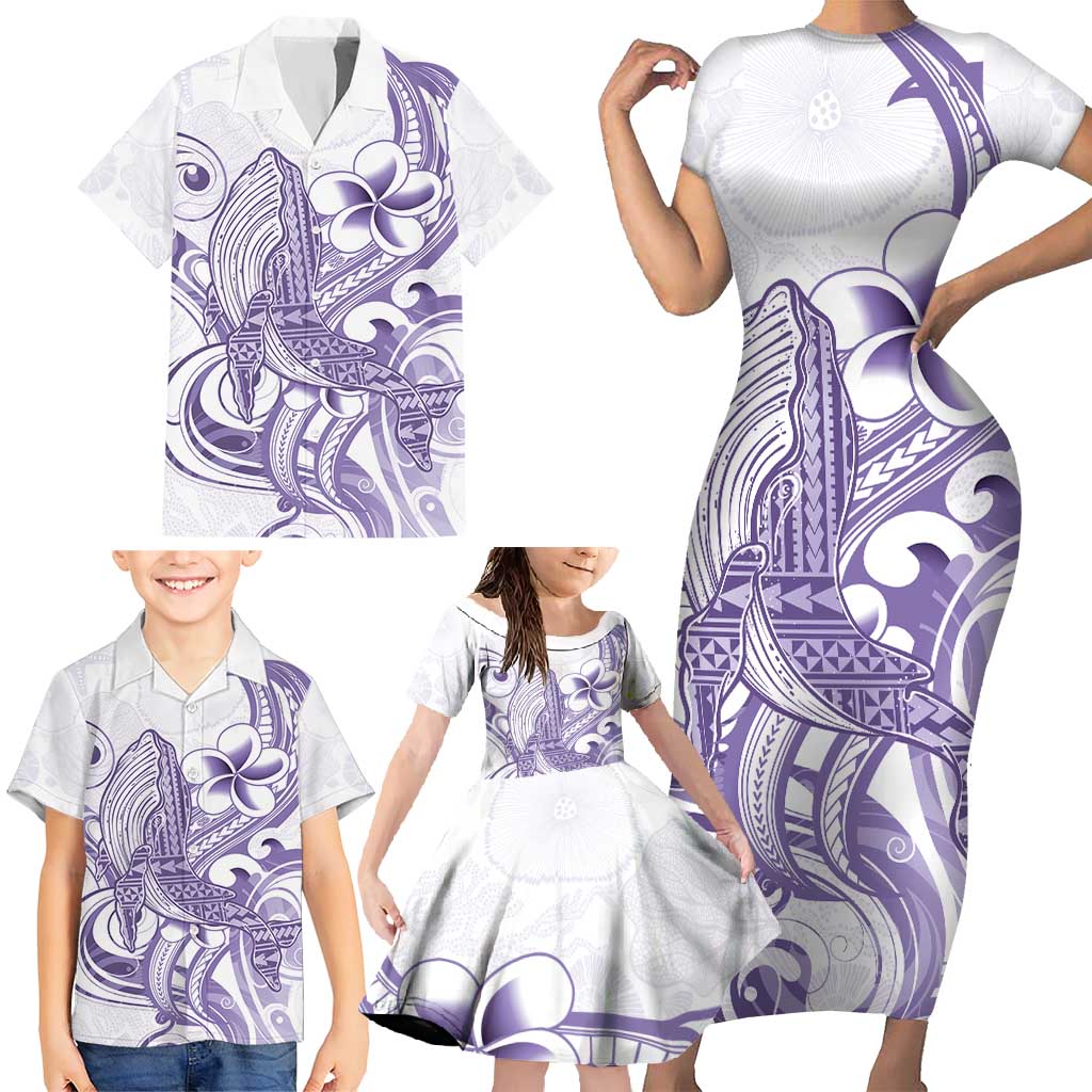 Purple Hawaii Family Matching Short Sleeve Bodycon Dress and Hawaiian Shirt Humpback Whale Tattoo Polynesian Tribal Ocean Vibes LT14 - Polynesian Pride
