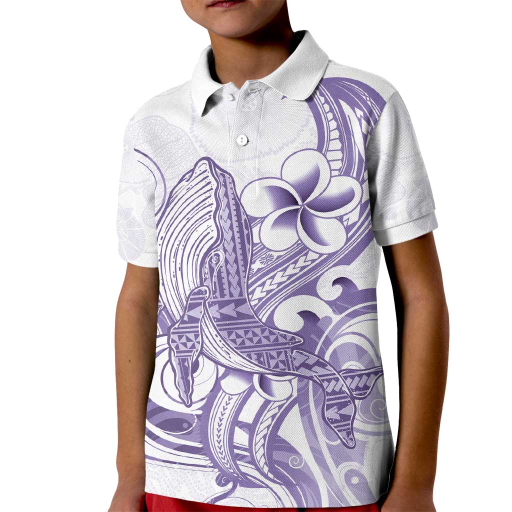 Purple Hawaii Kid Polo Shirt Humpback Whale Tattoo Polynesian Tribal Ocean Vibes