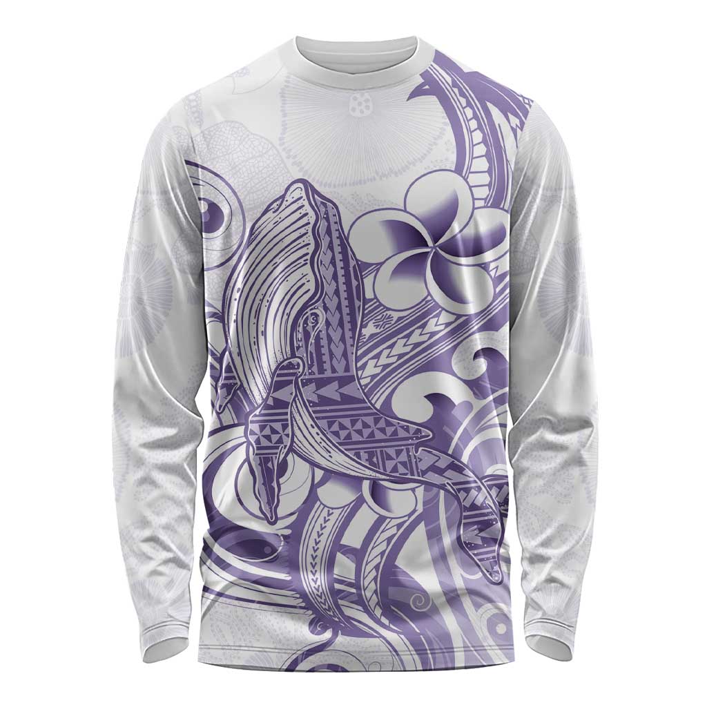 Purple Hawaii Long Sleeve Shirt Humpback Whale Tattoo Polynesian Tribal Ocean Vibes LT14 Unisex Purple - Polynesian Pride