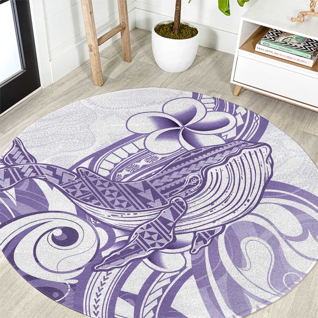 Purple Hawaii Round Carpet Humpback Whale Tattoo Polynesian Tribal Ocean Vibes LT14 Purple - Polynesian Pride