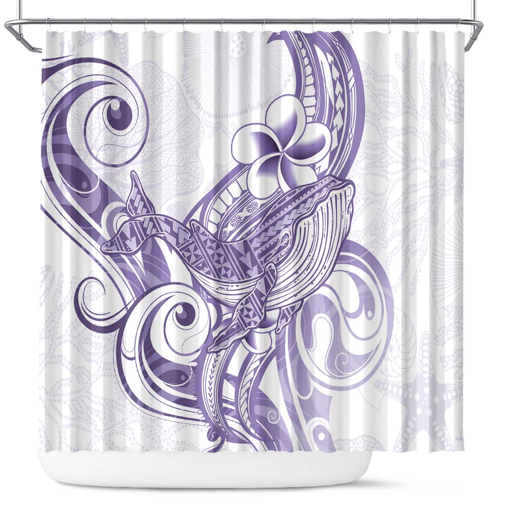 Purple Hawaii Shower Curtain Humpback Whale Tattoo Polynesian Tribal Ocean Vibes LT14 Purple - Polynesian Pride