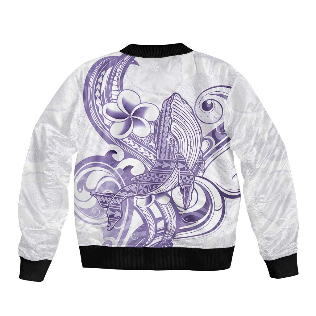 Purple Hawaii Sleeve Zip Bomber Jacket Humpback Whale Tattoo Polynesian Tribal Ocean Vibes