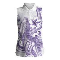 Purple Hawaii Women Sleeveless Polo Shirt Humpback Whale Tattoo Polynesian Tribal Ocean Vibes