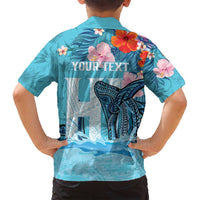 Personalised Hawaii Family Matching Summer Maxi Dress and Hawaiian Shirt Humpback Whale Tattoo With Tropical Flowers