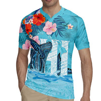 Personalised Hawaii Rugby Jersey Humpback Whale Tattoo With Tropical Flowers