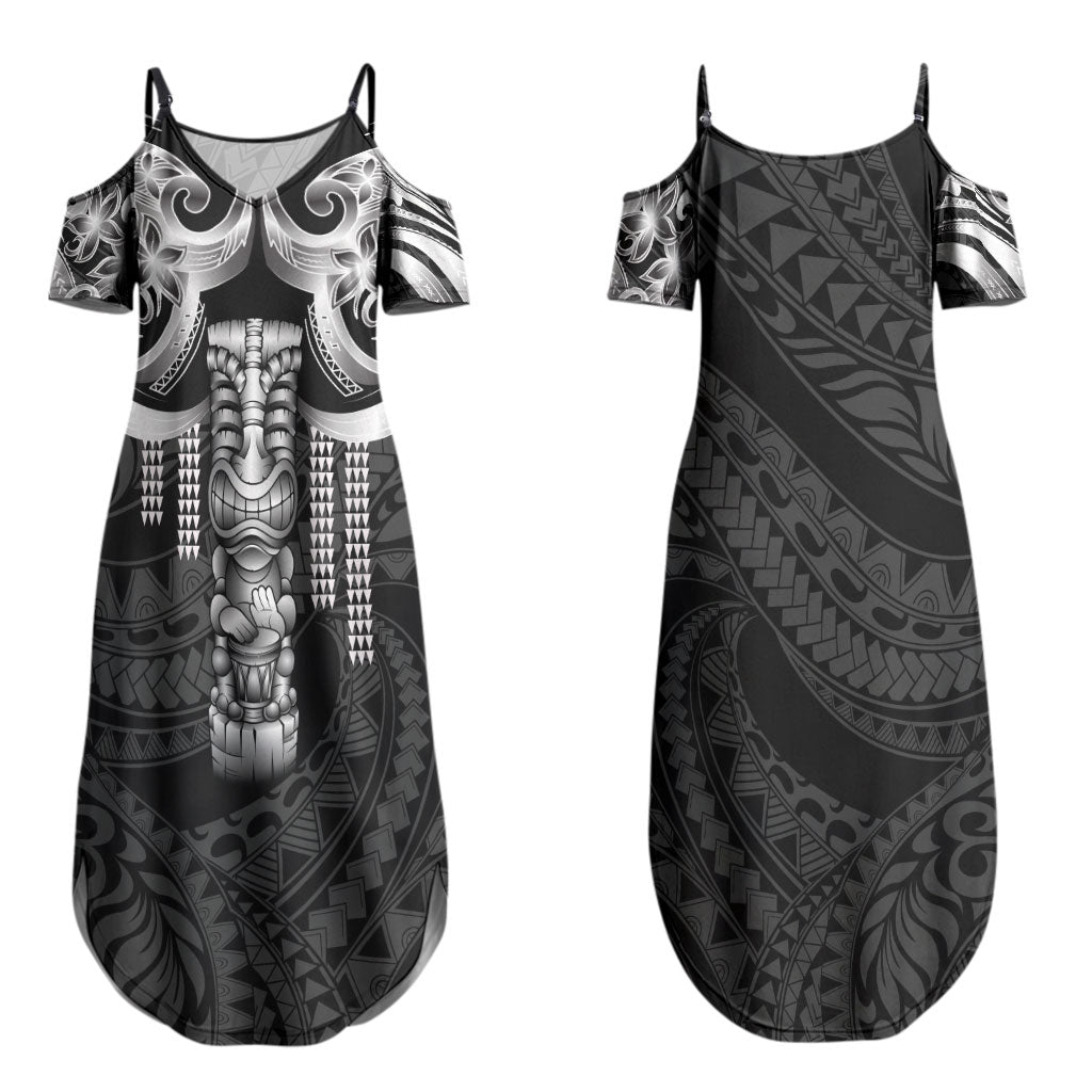 Tiki Drum Hawaii Couples Matching Summer Maxi Dress and Hawaiian Shirt Hawaiian Kakau Tattoo Style