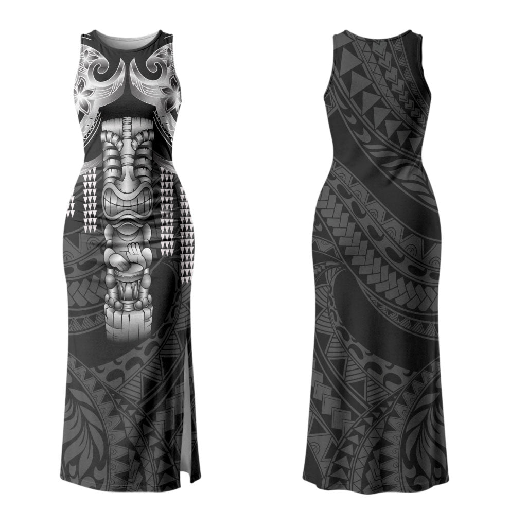 Tiki Drum Hawaii Couples Matching Tank Maxi Dress and Hawaiian Shirt Hawaiian Kakau Tattoo Style