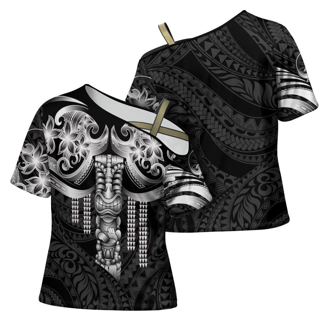 Tiki Drum Hawaii Cross Shoulder Shirt Hawaiian Kakau Tattoo Style