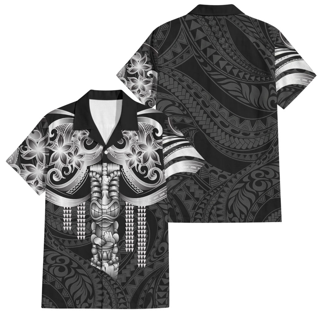 Tiki Drum Hawaii Family Matching Off The Shoulder Long Sleeve Dress and Hawaiian Shirt Hawaiian Kakau Tattoo Style