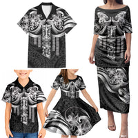 Tiki Drum Hawaii Family Matching Puletasi and Hawaiian Shirt Hawaiian Kakau Tattoo Style
