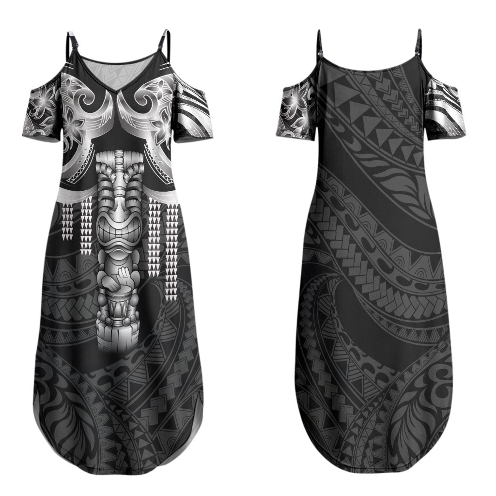 Tiki Drum Hawaii Family Matching Summer Maxi Dress and Hawaiian Shirt Hawaiian Kakau Tattoo Style