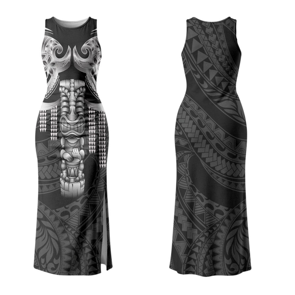Tiki Drum Hawaii Family Matching Tank Maxi Dress and Hawaiian Shirt Hawaiian Kakau Tattoo Style