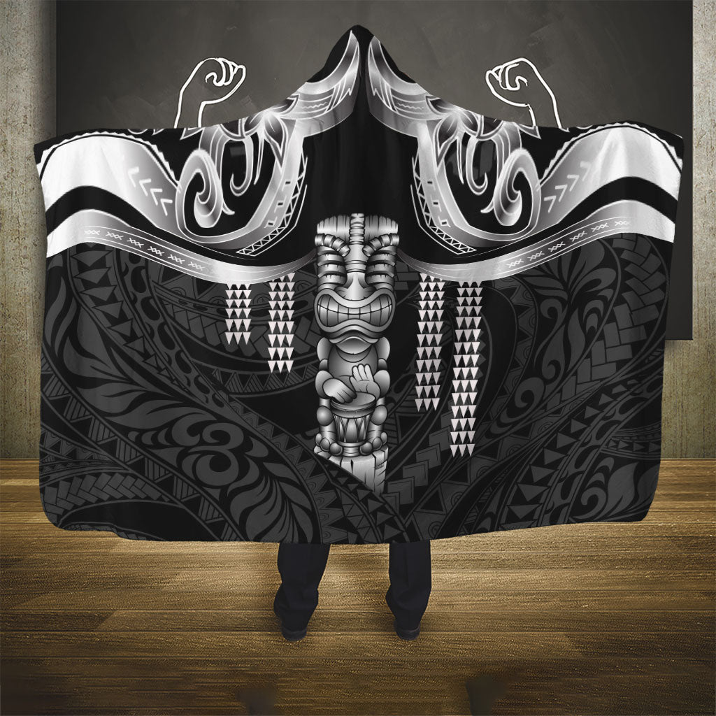 Tiki Drum Hawaii Hooded Blanket Hawaiian Kakau Tattoo Style