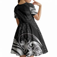 Tiki Drum Hawaii Kid Short Sleeve Dress Hawaiian Kakau Tattoo Style