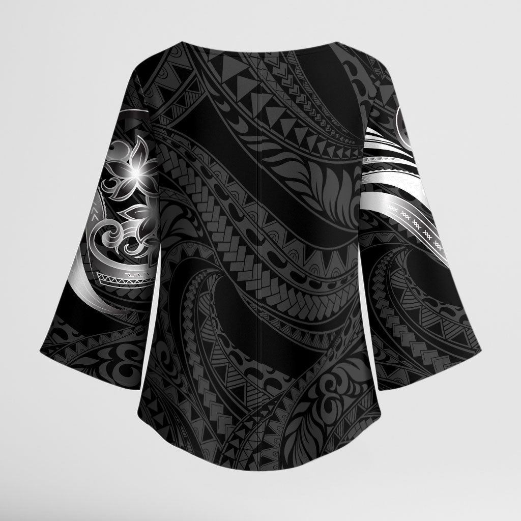 Tiki Drum Hawaii Kimono Sleeve Blouse Hawaiian Kakau Tattoo Style