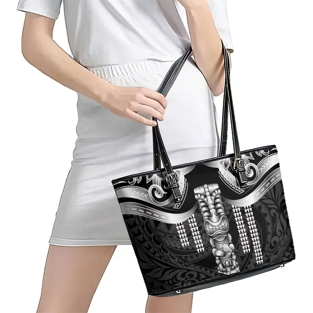 Tiki Drum Hawaii Leather Tote Bag Hawaiian Kakau Tattoo Style