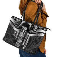 Tiki Drum Hawaii Leather Tote Bag Hawaiian Kakau Tattoo Style