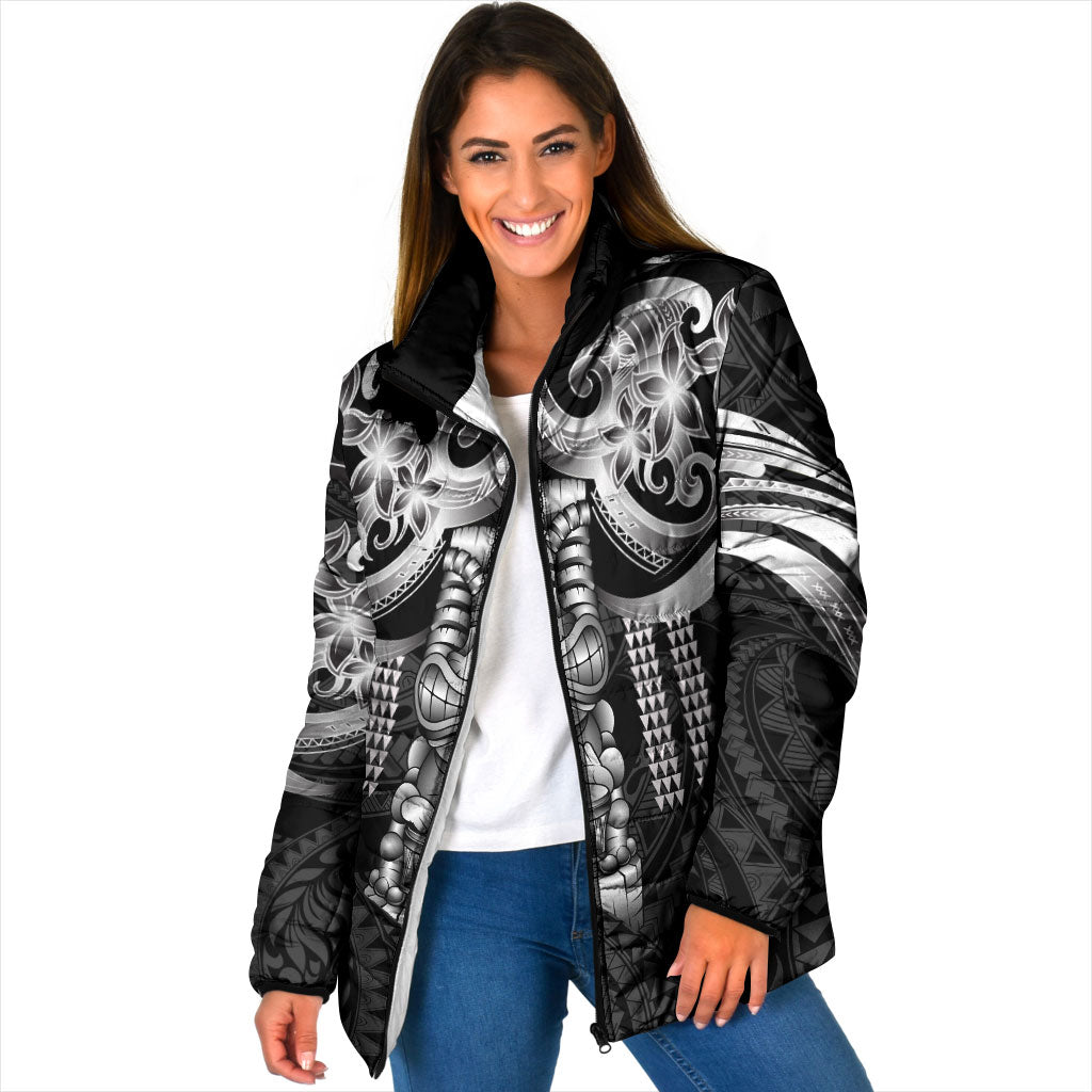 Tiki Drum Hawaii Padded Jacket Hawaiian Kakau Tattoo Style