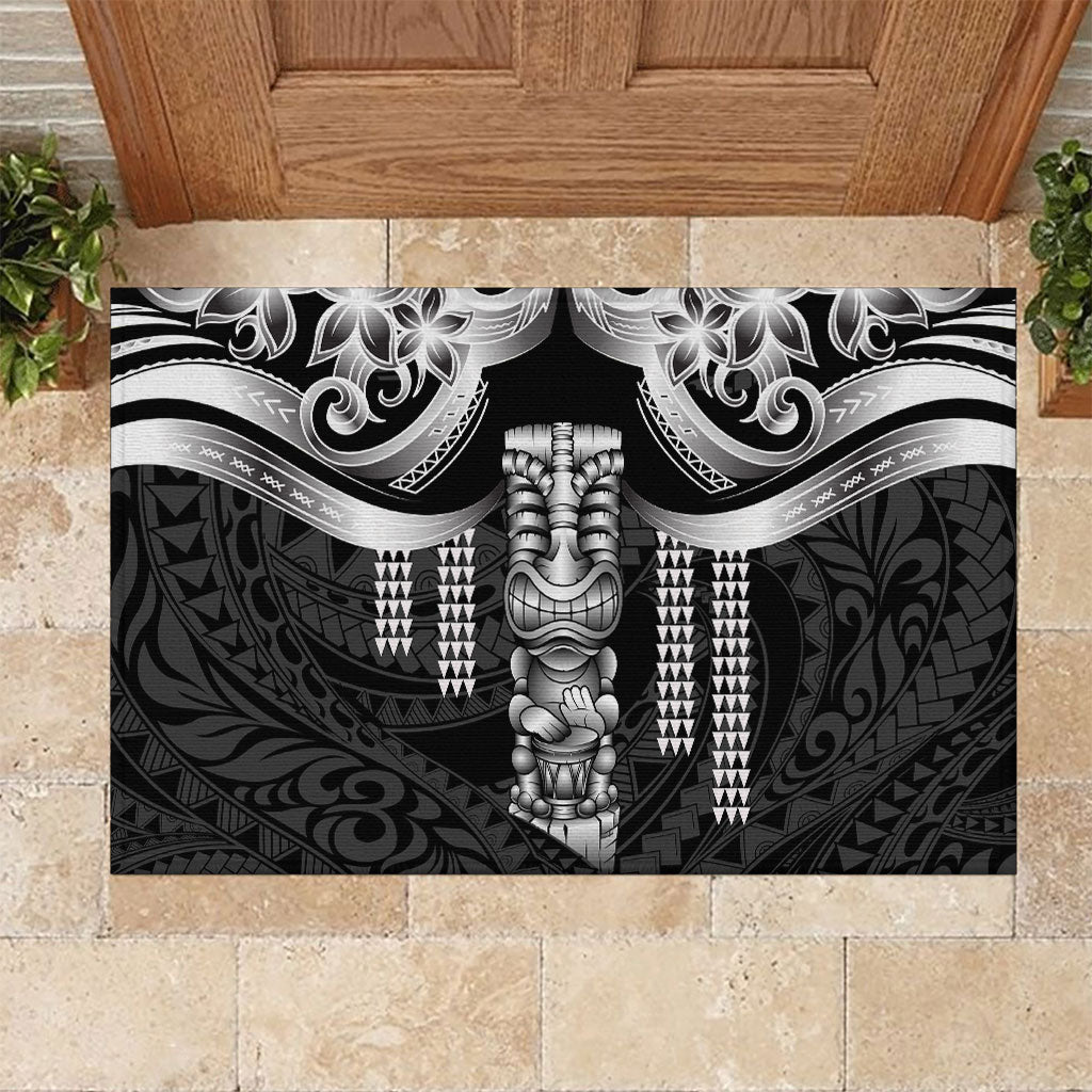 Tiki Drum Hawaii Rubber Doormat Hawaiian Kakau Tattoo Style