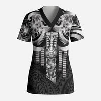 Tiki Drum Hawaii Scrub Top Hawaiian Kakau Tattoo Style