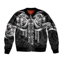 Tiki Drum Hawaii Sleeve Zip Bomber Jacket Hawaiian Kakau Tattoo Style