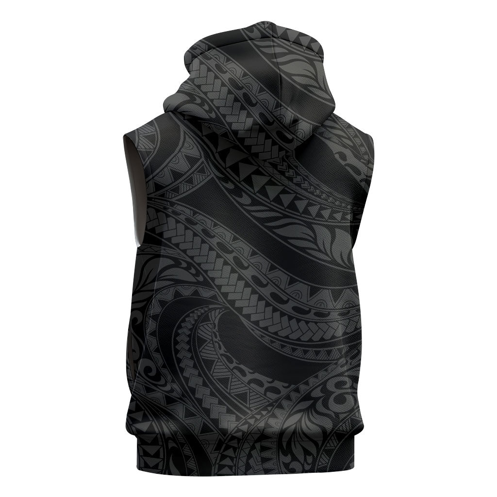 Tiki Drum Hawaii Sleeveless Zip Hoodie Hawaiian Kakau Tattoo Style