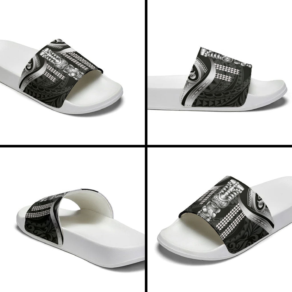 Tiki Drum Hawaii Slide Sandals Hawaiian Kakau Tattoo Style