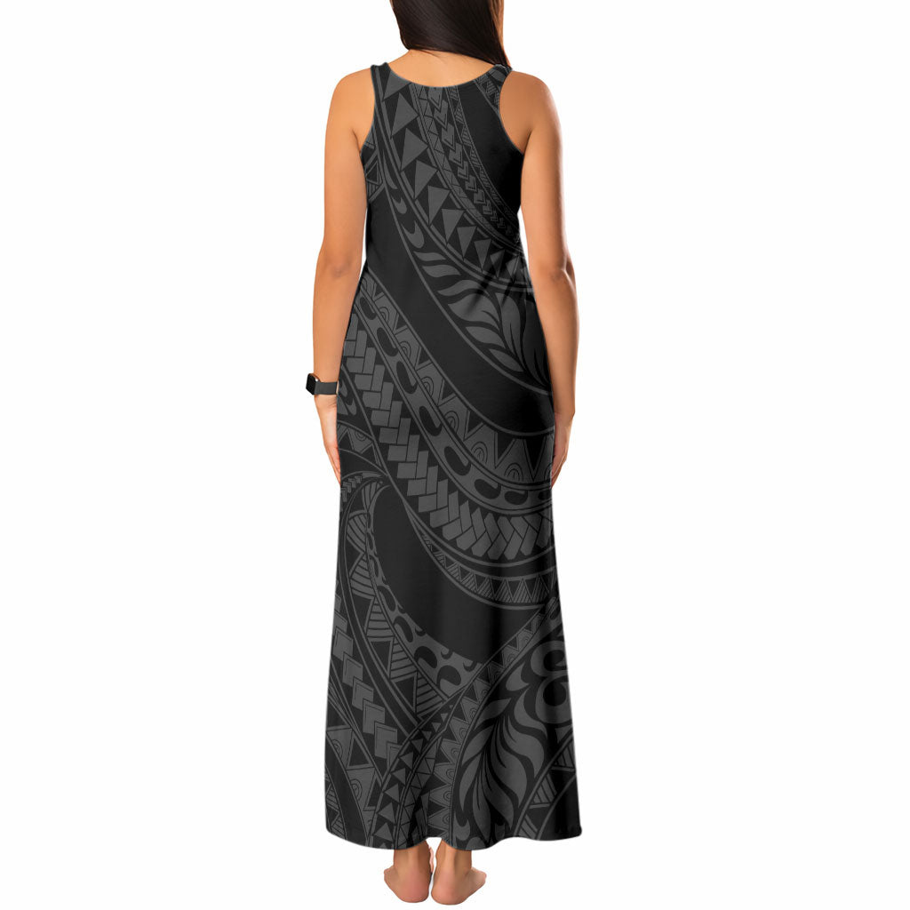 Tiki Drum Hawaii Tank Maxi Dress Hawaiian Kakau Tattoo Style
