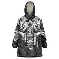 Tiki Drum Hawaii Wearable Blanket Hoodie Hawaiian Kakau Tattoo Style
