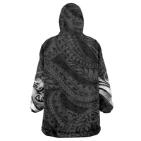 Tiki Drum Hawaii Wearable Blanket Hoodie Hawaiian Kakau Tattoo Style