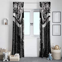Tiki Drum Hawaii Window Curtain Hawaiian Kakau Tattoo Style