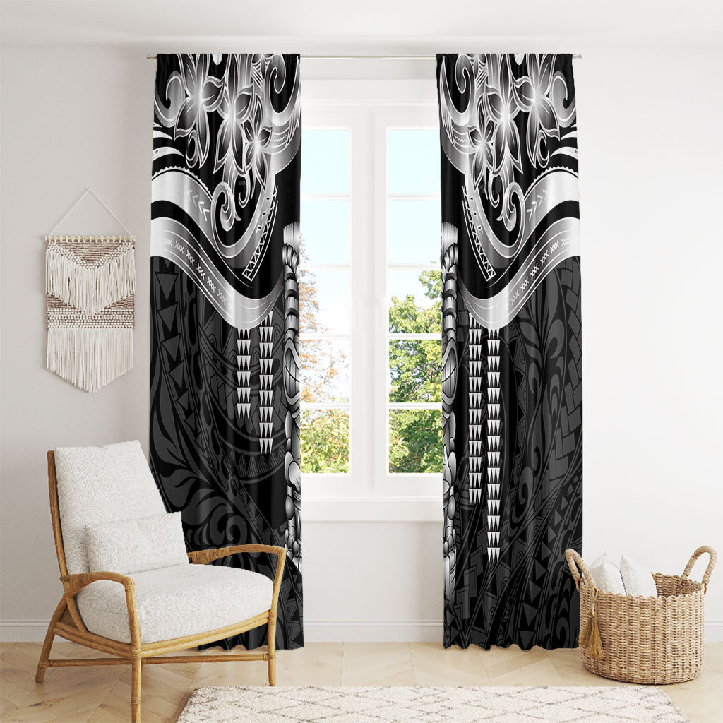 Tiki Drum Hawaii Window Curtain Hawaiian Kakau Tattoo Style