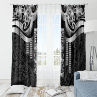 Tiki Drum Hawaii Window Curtain Hawaiian Kakau Tattoo Style