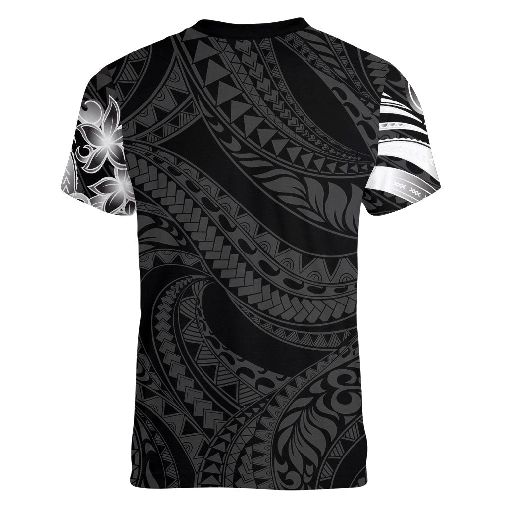 Tiki Drum Hawaii Women V-Neck T-Shirt Hawaiian Kakau Tattoo Style