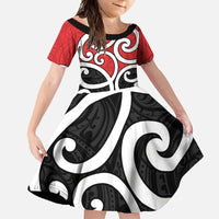 New Zealand Family Matching Short Sleeve Bodycon Dress and Hawaiian Shirt Maori Koru Tino Rangatiratanga Color - Polynesian Pride