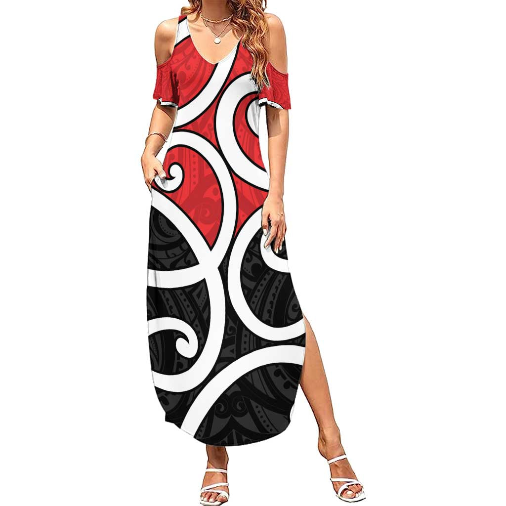 New Zealand Family Matching Summer Maxi Dress and Hawaiian Shirt Maori Koru Tino Rangatiratanga Color - Polynesian Pride