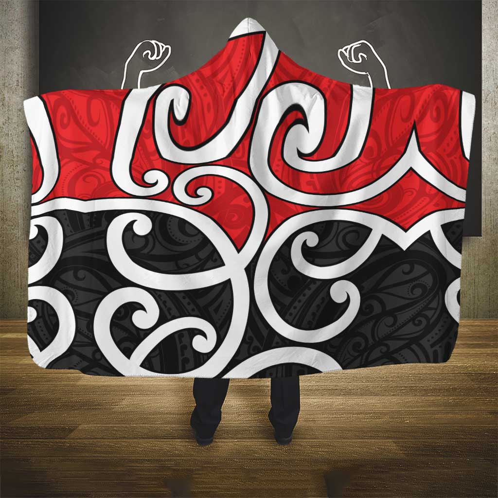 New Zealand Hooded Blanket Maori Koru Tino Rangatiratanga Color - Polynesian Pride