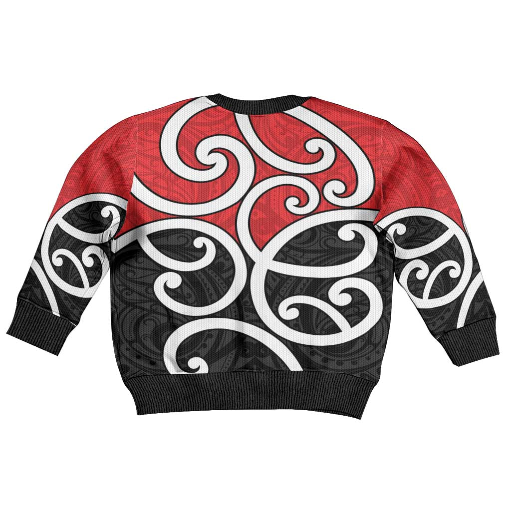 New Zealand Kid Ugly Christmas Sweater Maori Koru Tino Rangatiratanga Color - Polynesian Pride