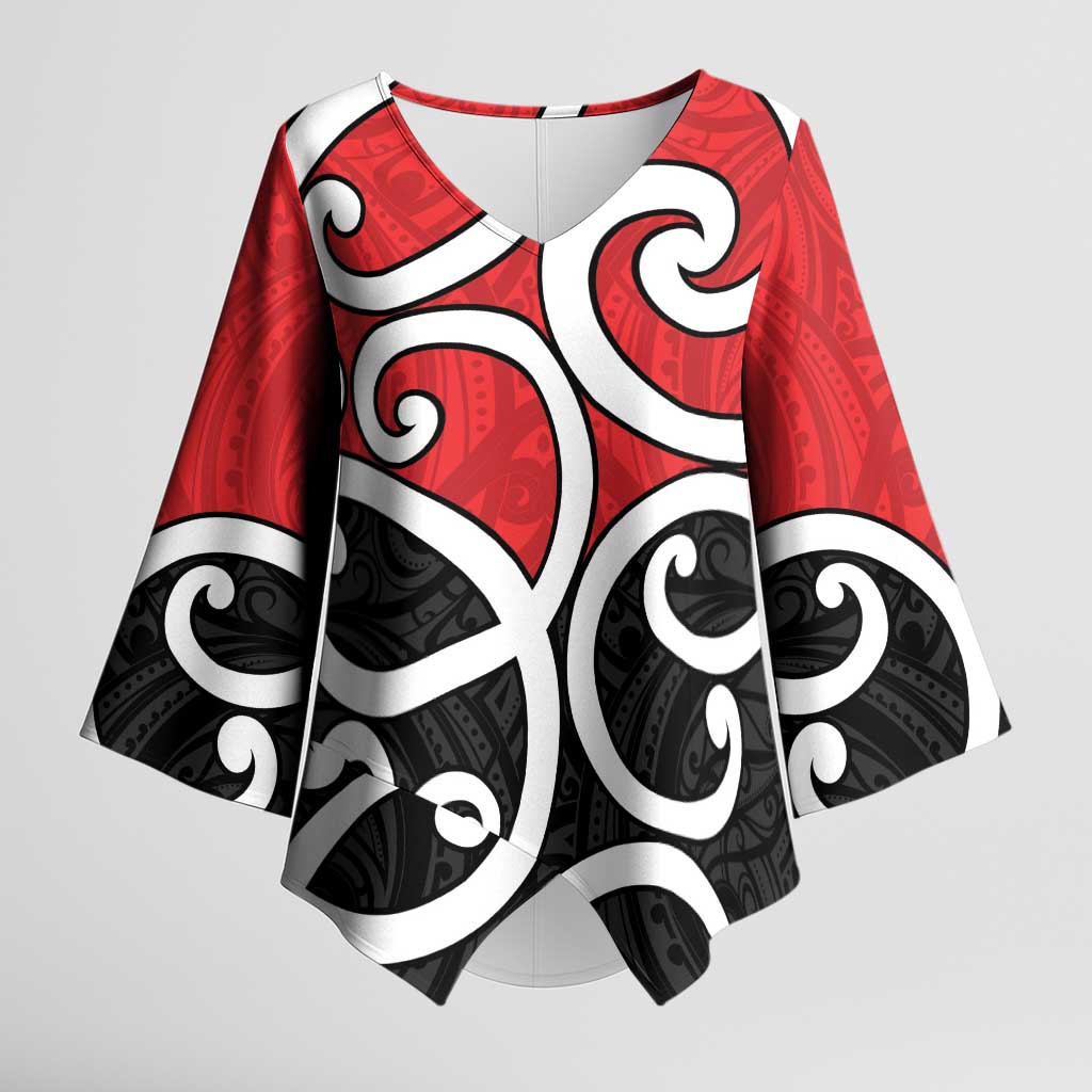 New Zealand Kimono Sleeve Blouse Maori Koru Tino Rangatiratanga Color - Polynesian Pride
