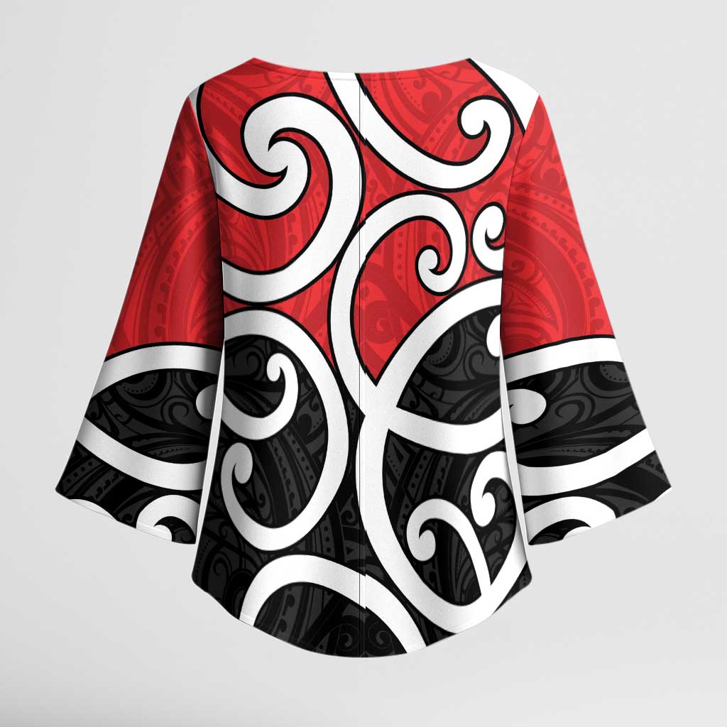New Zealand Kimono Sleeve Blouse Maori Koru Tino Rangatiratanga Color - Polynesian Pride