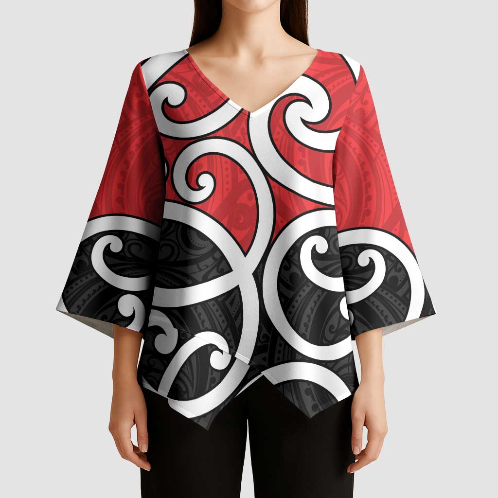 New Zealand Kimono Sleeve Blouse Maori Koru Tino Rangatiratanga Color - Polynesian Pride