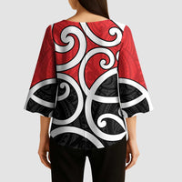 New Zealand Kimono Sleeve Blouse Maori Koru Tino Rangatiratanga Color - Polynesian Pride