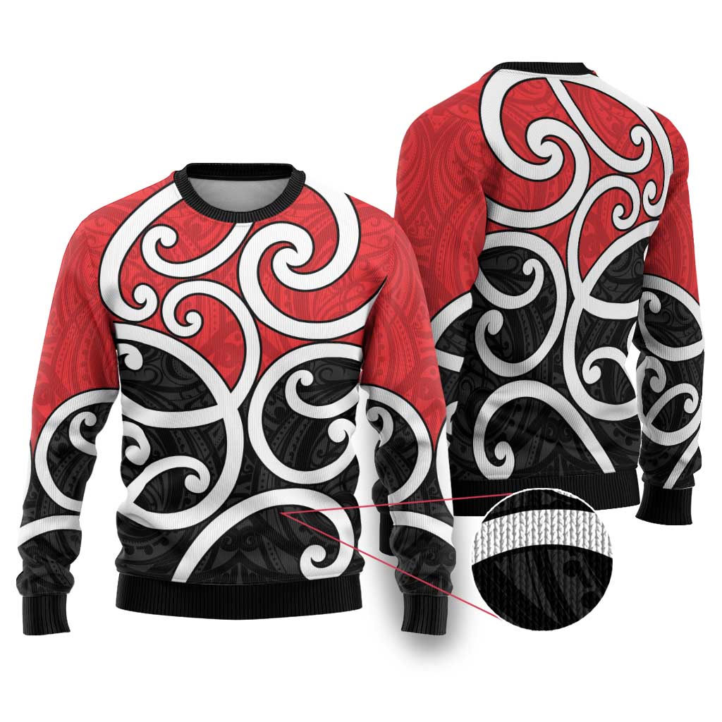 New Zealand Ugly Christmas Sweater Maori Koru Tino Rangatiratanga Color - Polynesian Pride