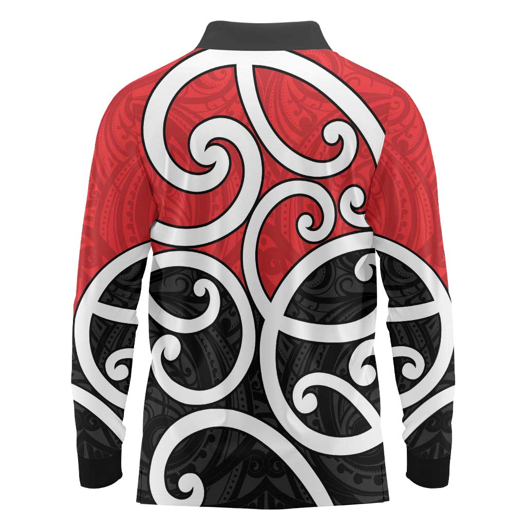 New Zealand Long Sleeve Polo Shirt Maori Koru Tino Rangatiratanga Color - Polynesian Pride