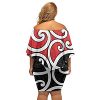 New Zealand Off Shoulder Short Dress Maori Koru Tino Rangatiratanga Color - Polynesian Pride