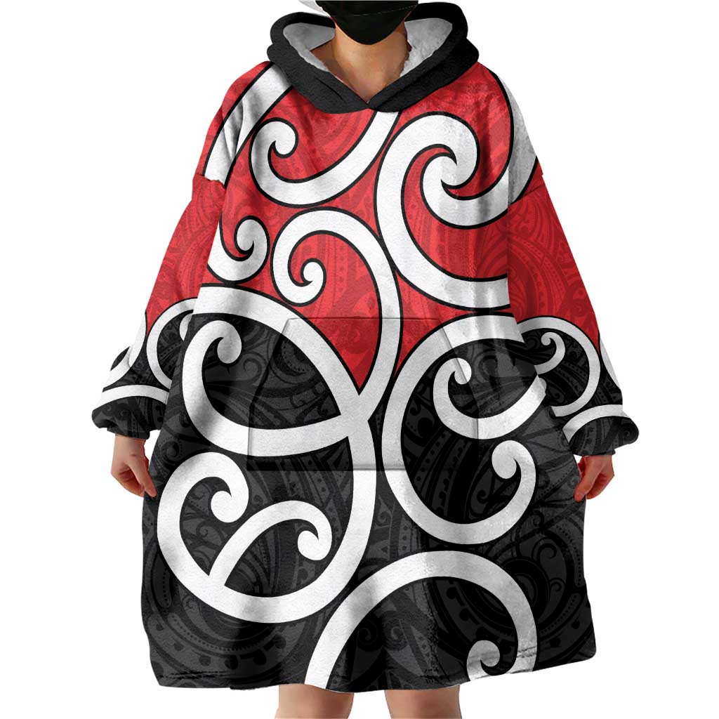 New Zealand Wearable Blanket Hoodie Maori Koru Tino Rangatiratanga Color - Polynesian Pride