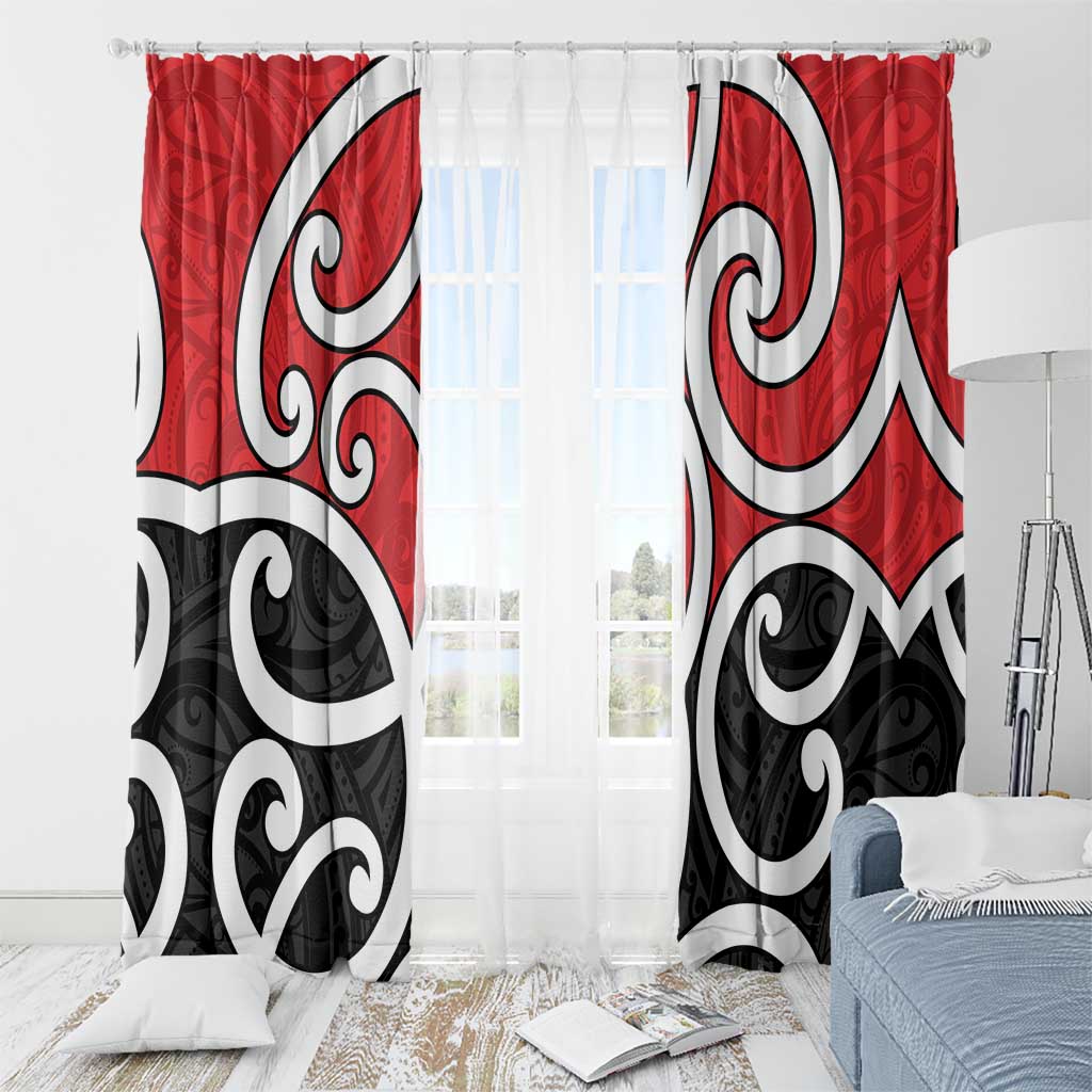New Zealand Window Curtain Maori Koru Tino Rangatiratanga Color - Polynesian Pride