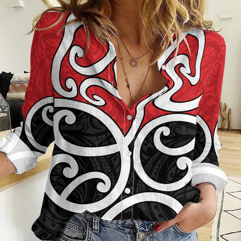 New Zealand Women Casual Shirt Maori Koru Tino Rangatiratanga Color - Polynesian Pride