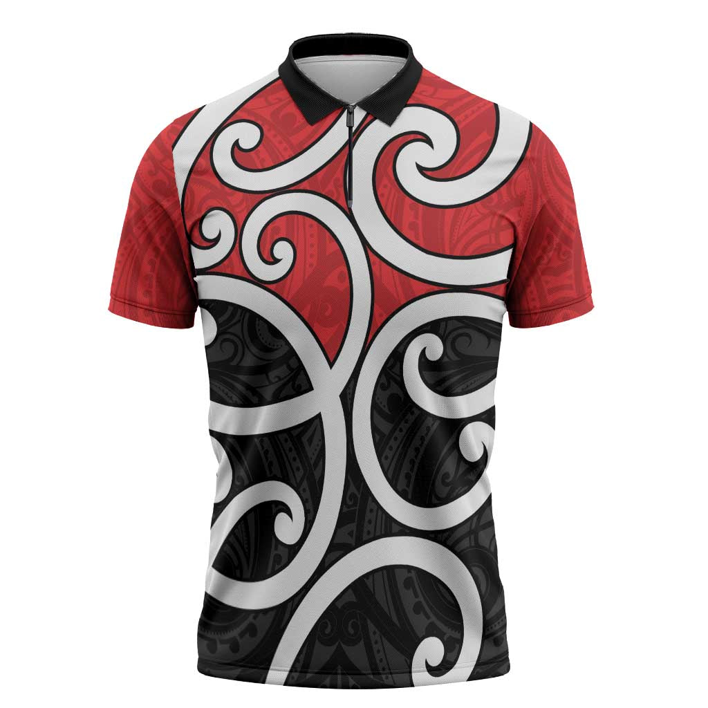 New Zealand Zipper Polo Shirt Maori Koru Tino Rangatiratanga Color - Polynesian Pride